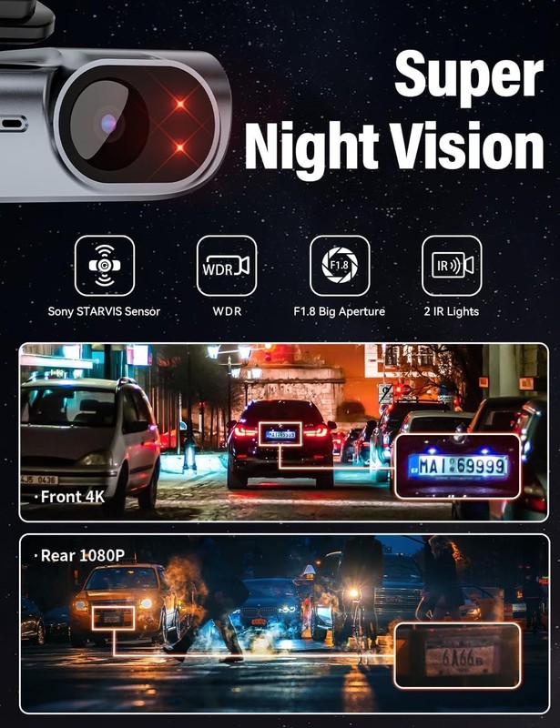 Camara De Seguridad Para Carro Delantera 4K Trasera 1080P Vision Nocturna Grabar gallery