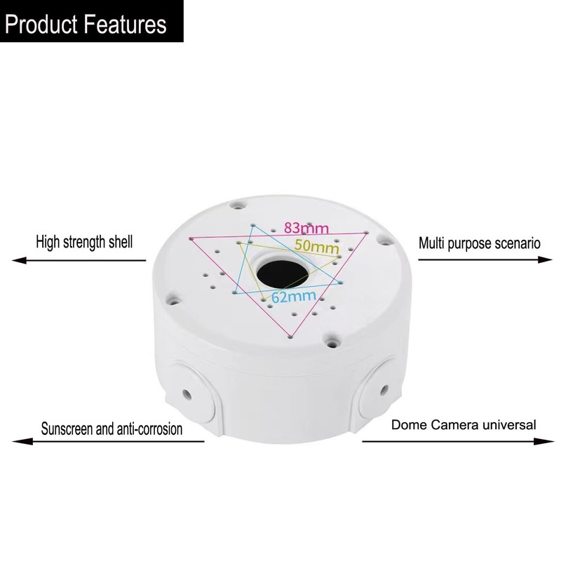 1 Pack Dome Camera Junction Box, Security Camera Bracket, ABS Plastic Mount gallery