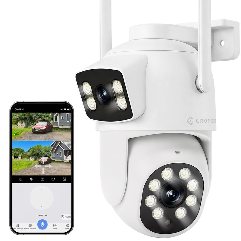 WiFi Security Camera 4MP, Dual Lens View, Pan Tilt Fixed, Indoor Outdoor, Hum…