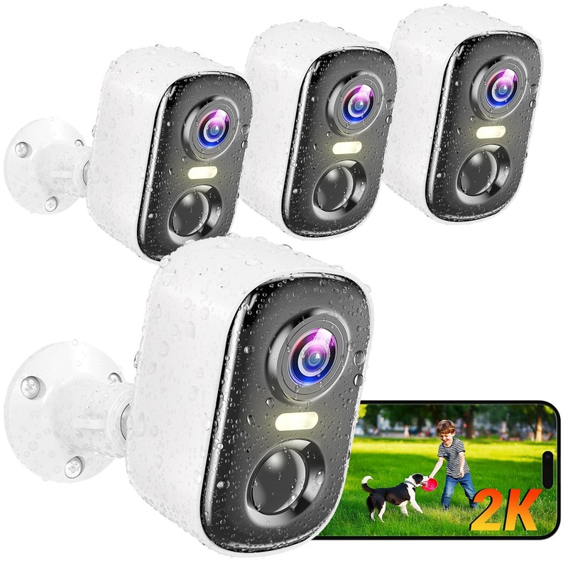 Outdoor Security Camera Wireless, 2K Battery Powered WiFi Cameras for Home Se…