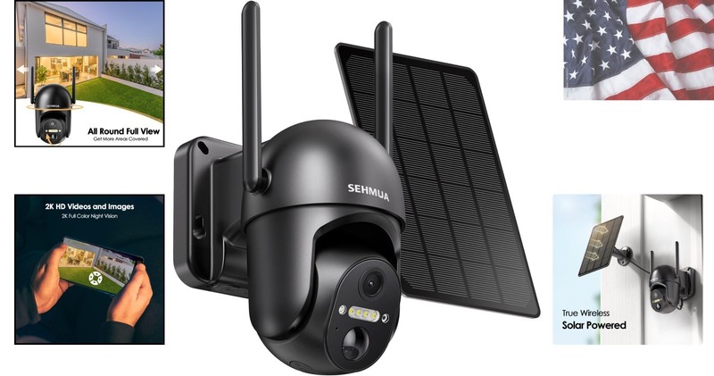 Solar Powered 2K Outdoor Camera: 360° View with Color Night Vision Capabilities gallery