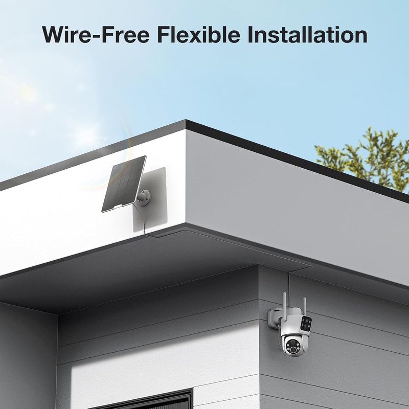 Dual Lens Solar Security Cameras Wireless Outdoor, 2K Full HD Video, 360° View P gallery