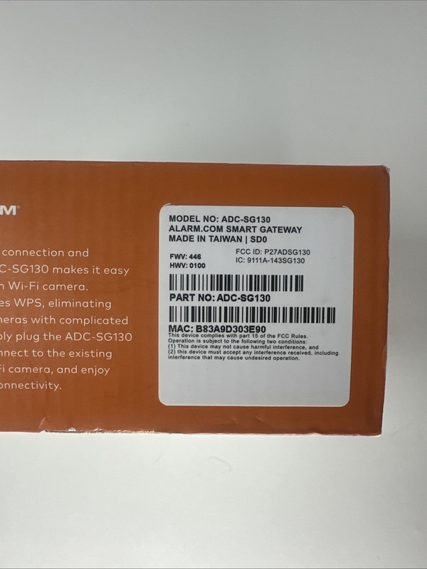 Alarm.com Wi-Fi Video Camera Smart Gateway ADC-SG130 NEW IN BOX gallery