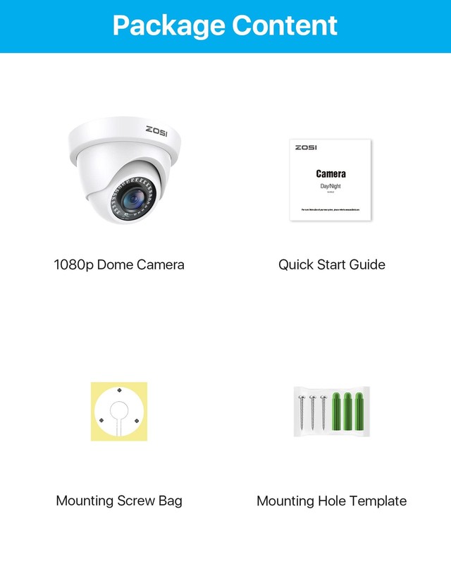 ZOSI 1080p Dome Security Cameras (Hybrid 4-in-1 HD-CVI/TVI/AHD/960H Analog CV... gallery