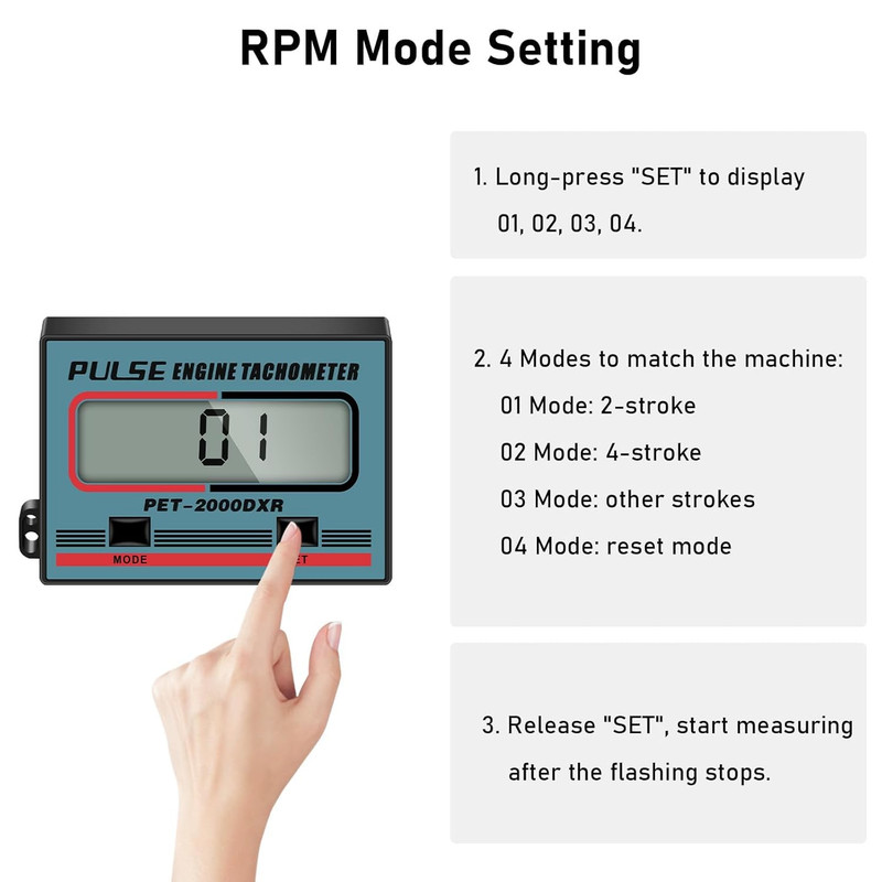 Linkstyle Digital Small Engine Tachometer: Handheld RPM Gauge Hour Meter for 2 S gallery