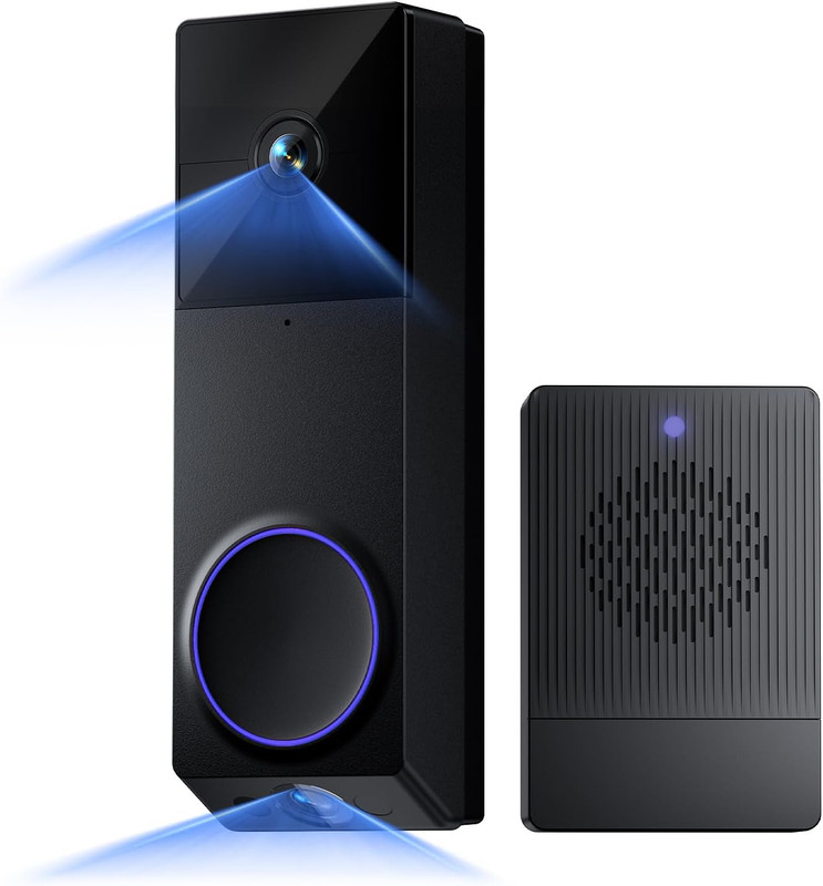 Wireless Duo Cam Video Doorbell (Chime Included), Battery Powered, 2K Full HD Vi