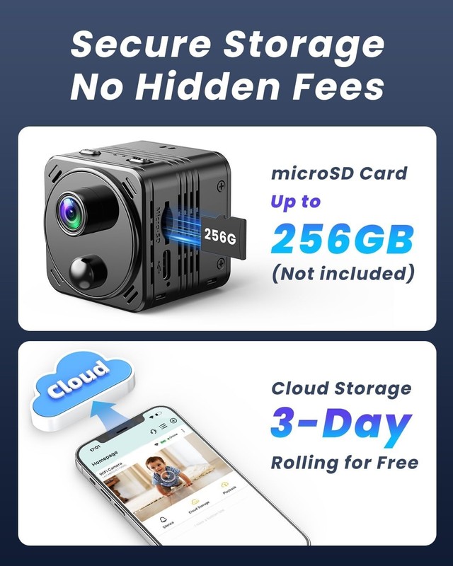 4K Mini Dual-Band 2.4/5GHz WiFi Indoor with AI Human Detection Night Vision gallery
