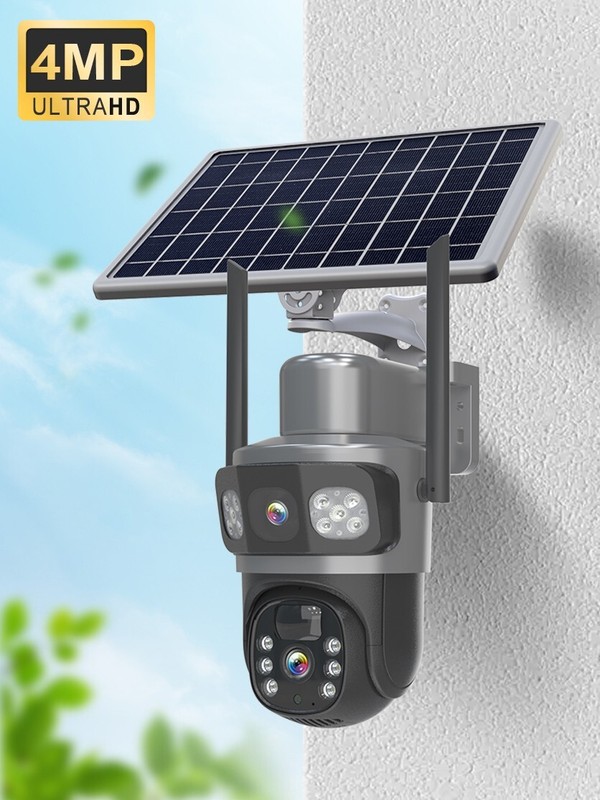 Sansco 4MP WiFi Solar PTZ Security Camera 2-Way Audio Dual Lens Wireless