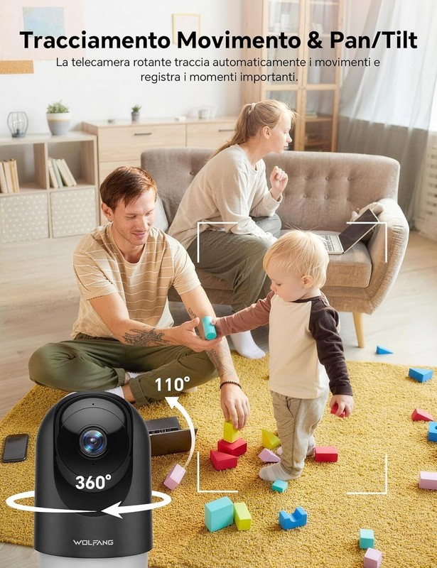 WOLFANG 2K Indoor Wi-Fi Camera, Motion Detection, 2 Camera Kit gallery