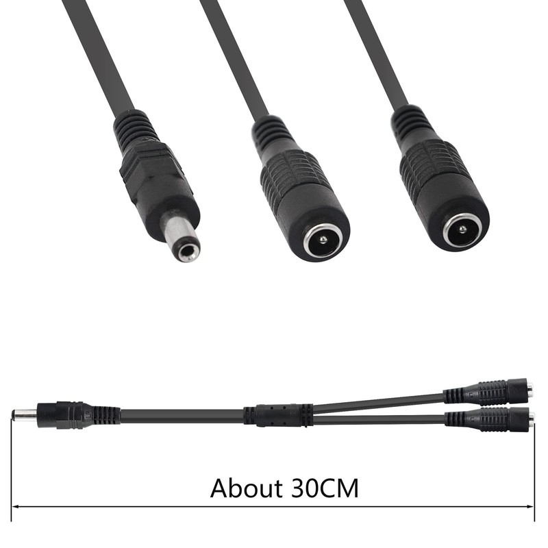 GINTOOYUN DC Y Splitter Cable 1 Male to 2 Female,5.5mm x 2.1mm Power Black gallery