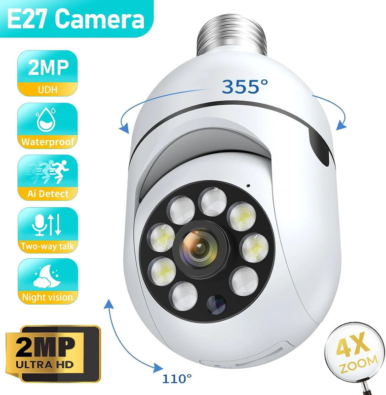 HD 1080P Wireless Light Bulb Security Camera, 2.4G & 5G Wifi, Motion Auto Tracki gallery
