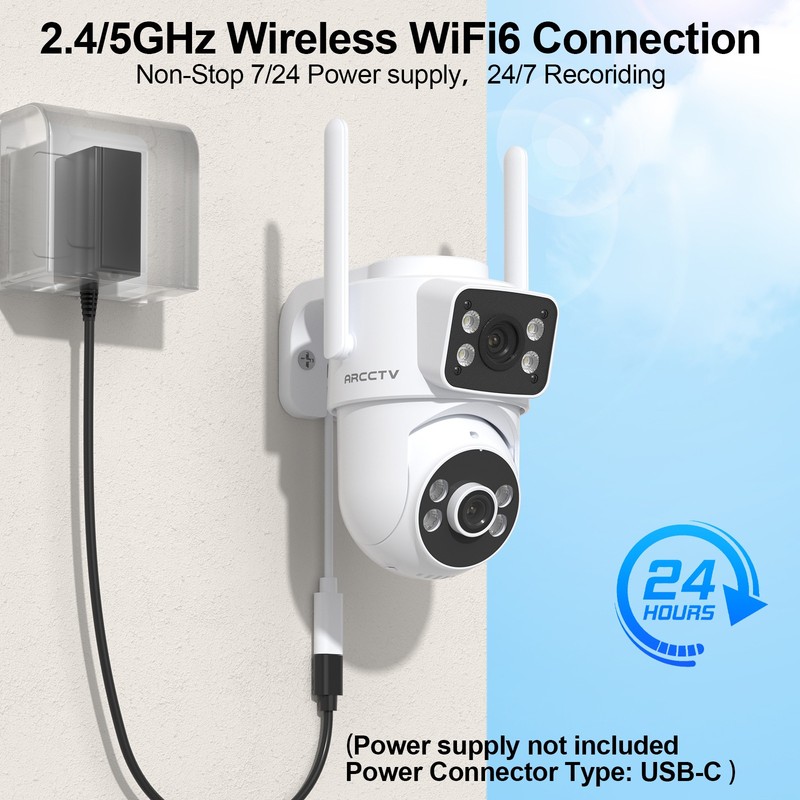 ARCCTV 4MP Wireless Dual Lens Security Cameras Outdoor Home Pan/Tilt 2 Way Audio gallery