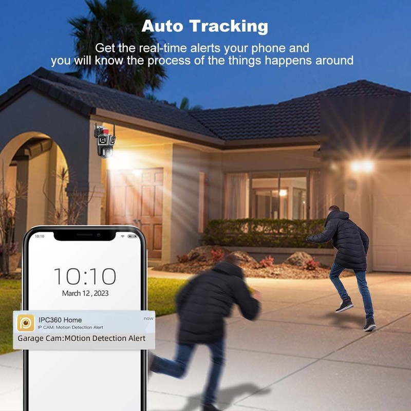 5K 12MP Wireless WiFi Camera Outdoor 10X Zoom Three Lens Home Security SmartCam gallery