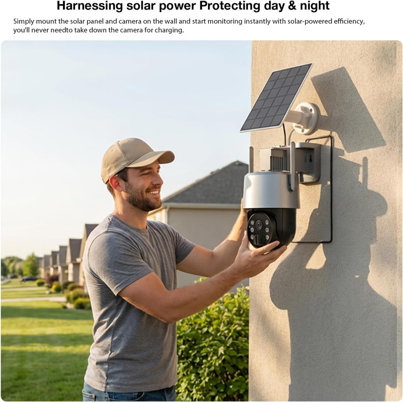 2K 3MP Tuya Solar Security Camera, Wireless Outdoor Wifi Camera W/ 360° PTZ, IP6 gallery