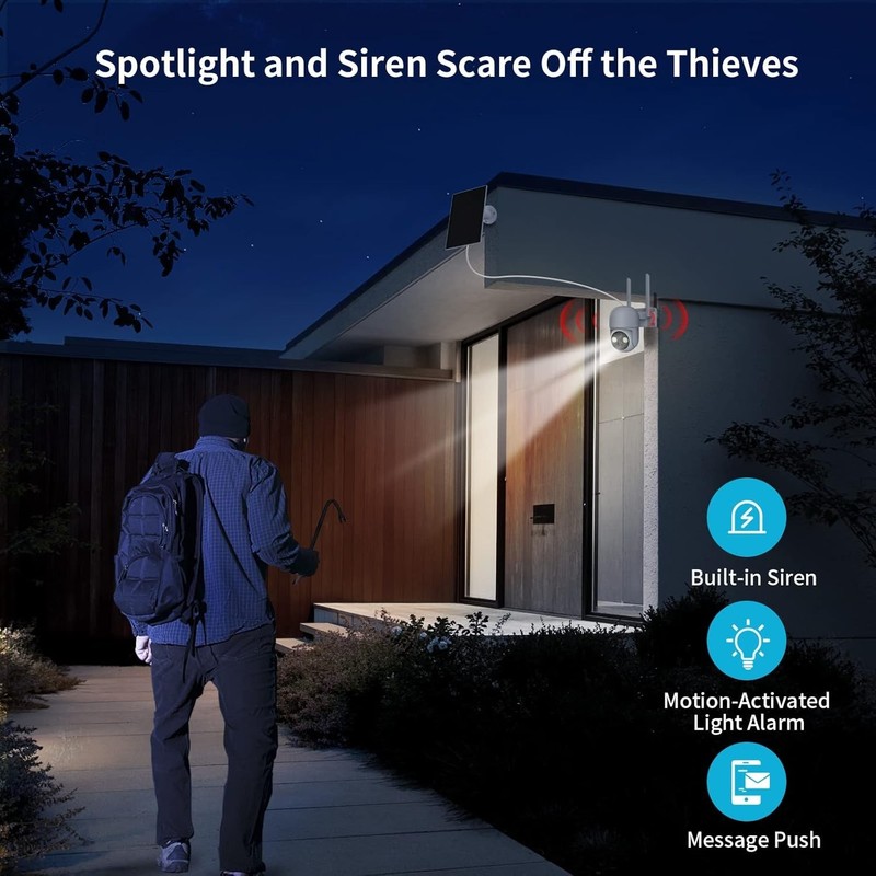 4MP Solar Powered Security Cameras - 2PCS WiFi, Color Night Vision, PIR Alerts gallery