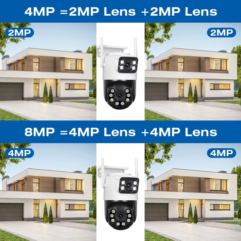 Dual Lens Wifi Camera Outdoor 4K 8MP PTZ Night Vision Dual Screen Human Detectio gallery