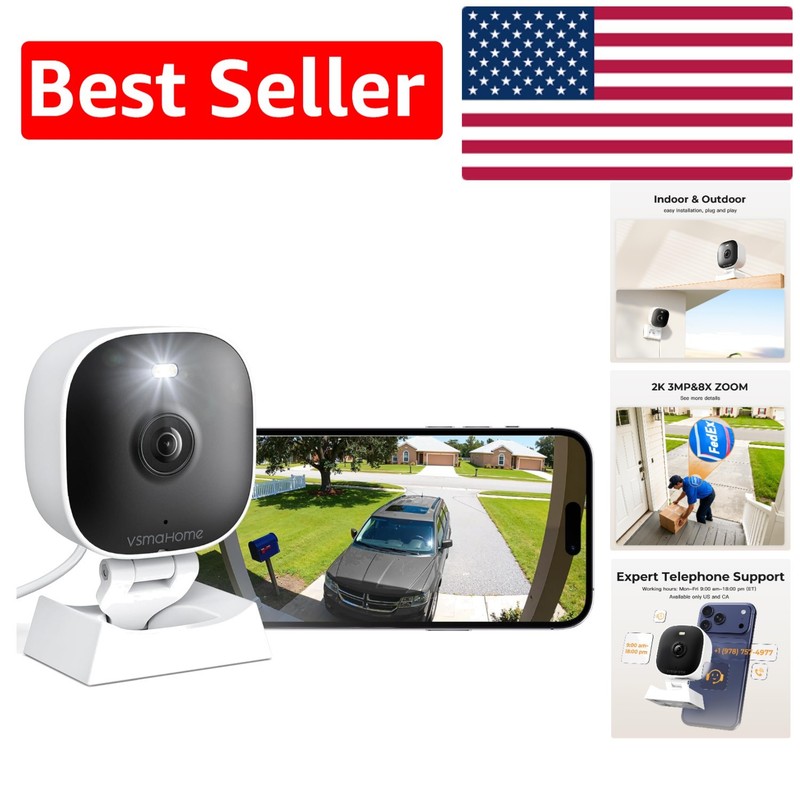 24/7 Home Security Camera with Color Night Vision & Motion Alerts – Plug & Play