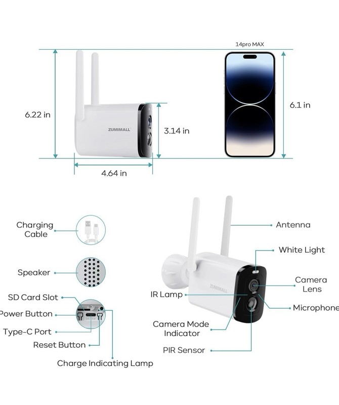 Wireless Security Camera with Solar Panel- 2K gallery