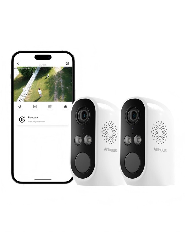 3MP 2K WiFi Security Camera Outdoor Indoor, 2 x WiFi6 & 2.4GHz Plug-in Camera…