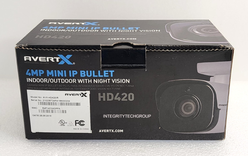 Avertx 4MP Mini IP Bullet In/Outdoor Night Vision Camera AVX-HD420IR HD420, NEW gallery