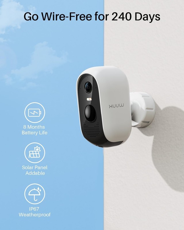 WUUK Cam Pro Wire-Free Security System 2-Cameras Outdoor 2K Color Night Motion gallery
