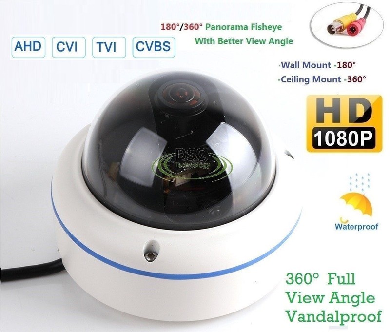 1x 700TVL CCTV Fisheye Analog Panoramic Mini Vandal camera 360 Degree Wide Angle