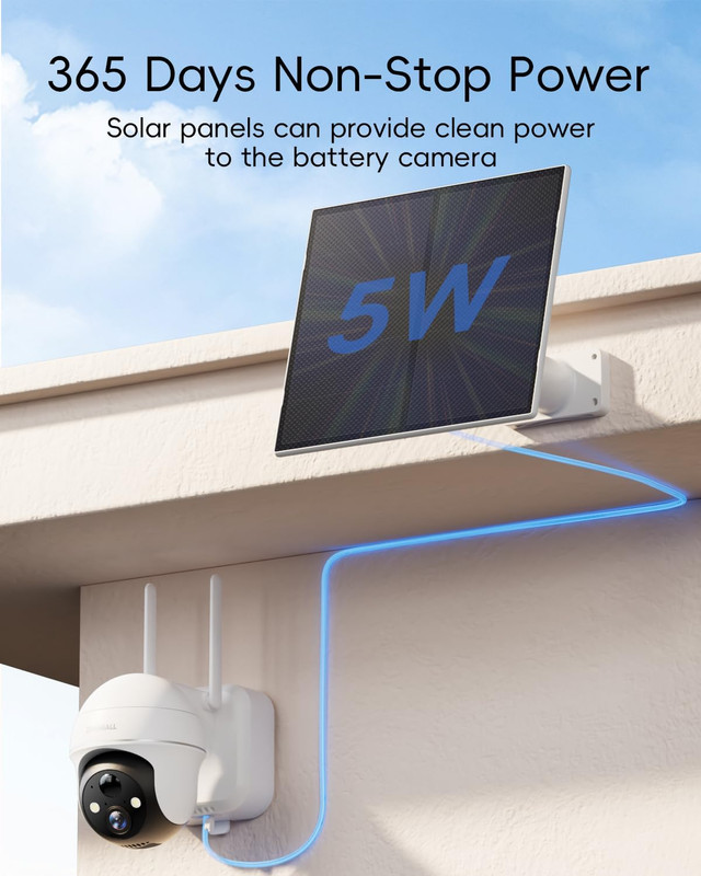 5W Solar Panel for Security Cameras Wireless Outdoor, with Micro USB & Type-C Po gallery