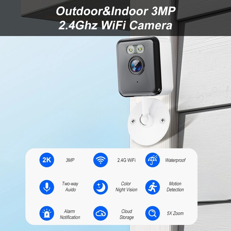 8PCS 3MP Indoor WiFi Security Camera Smart Home Color Night Vision 2way Audio gallery