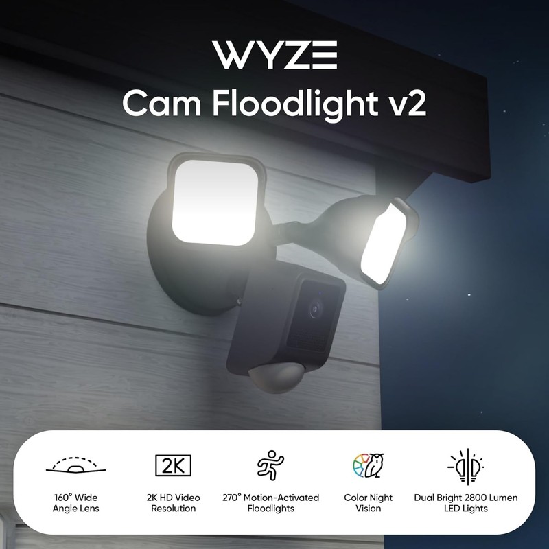 WYZE Floodlight Cam v2 2K Outdoor 2800 Lumen gallery