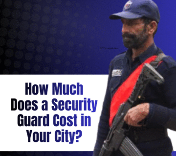 A security guard standing with a gun portraying in a post.