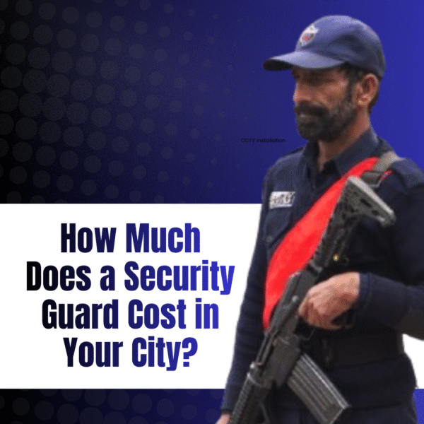 A security guard standing with a gun portraying in a post.