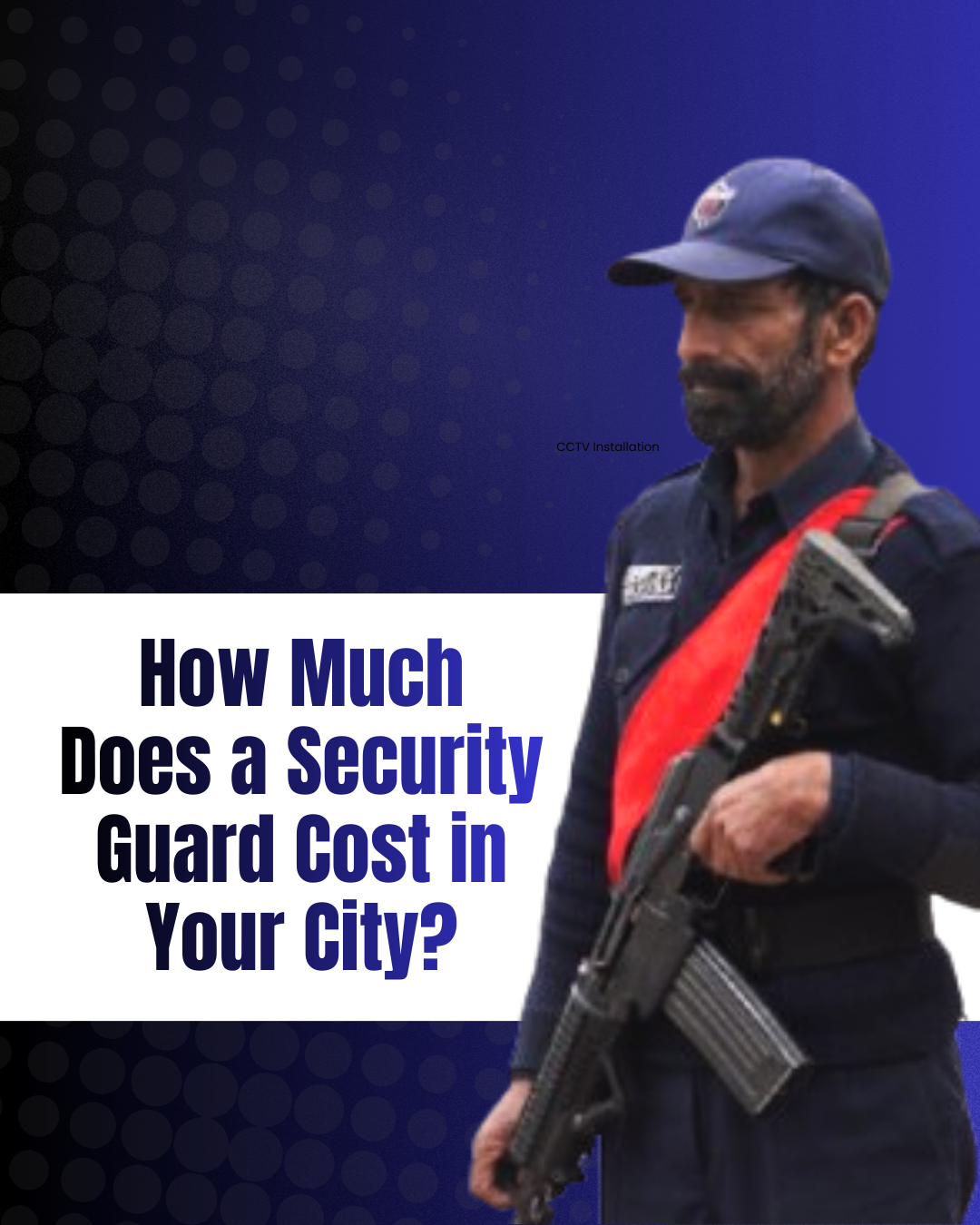 A security guard standing with a gun portraying in a post.