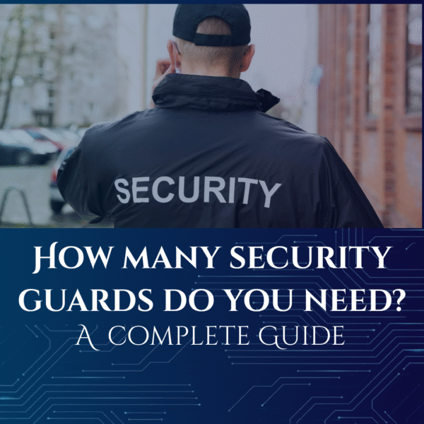 Security guard standing with the title of How many security guards do you need? A complete guide.