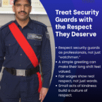 A security guard fully armed and equipped, standing with the text about the security blog.