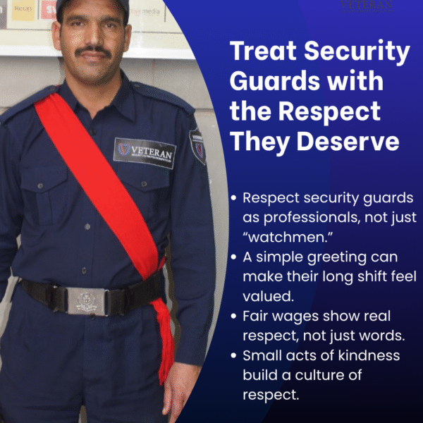 A security guard fully armed and equipped, standing with the text about the security blog.