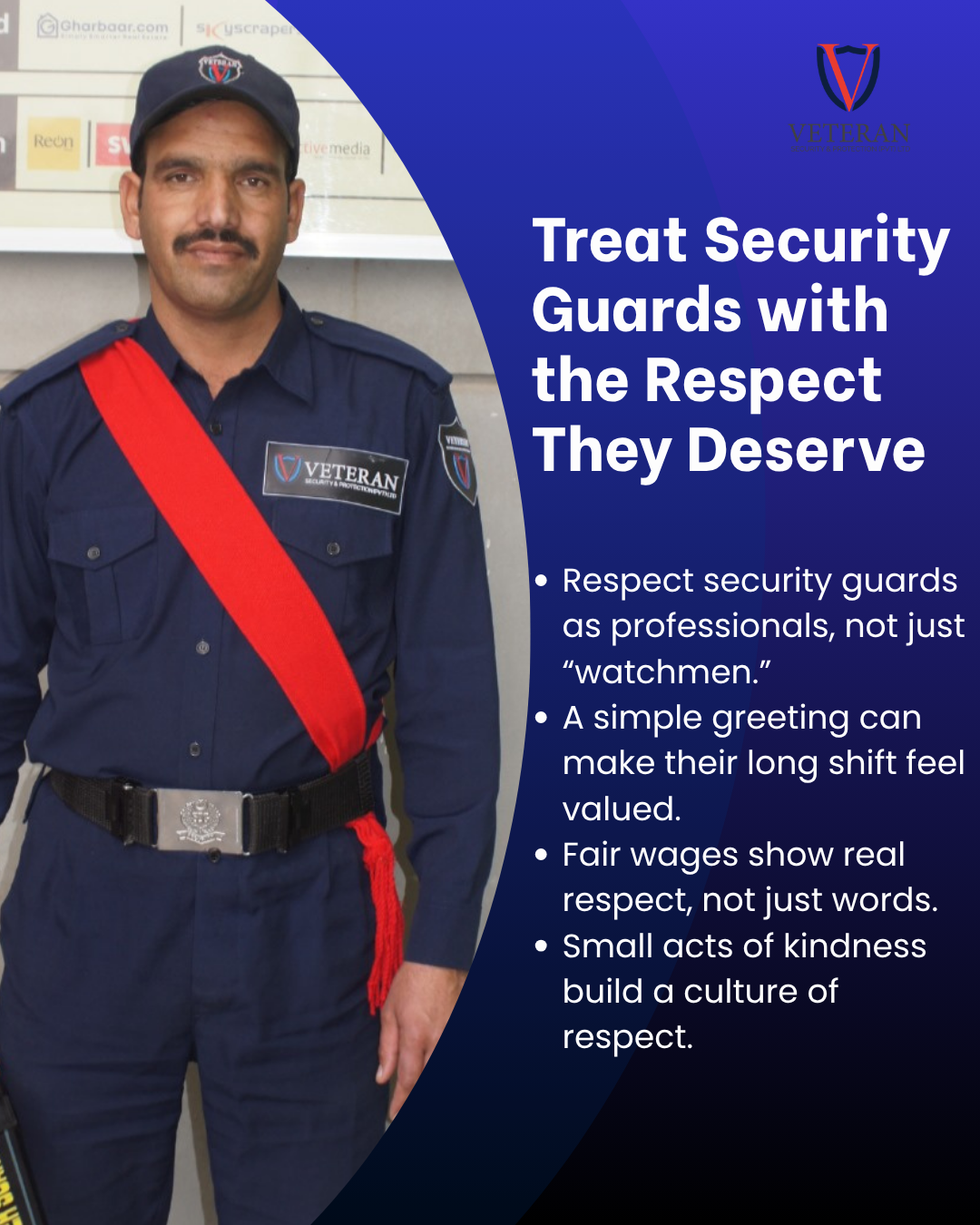 A security guard fully armed and equipped, standing with the text about the security blog.